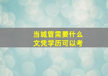 当城管需要什么文凭学历可以考