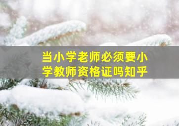 当小学老师必须要小学教师资格证吗知乎