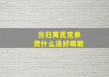 当归黄芪党参煲什么汤好喝呢