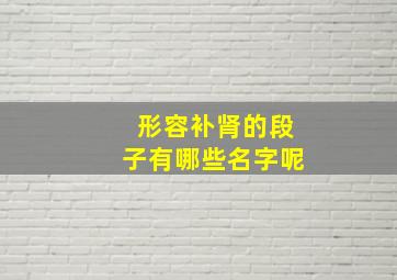 形容补肾的段子有哪些名字呢