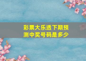 彩票大乐透下期预测中奖号码是多少