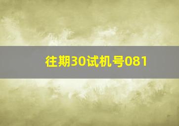 往期30试机号081