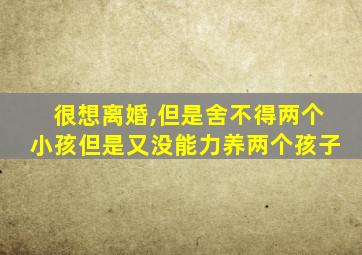 很想离婚,但是舍不得两个小孩但是又没能力养两个孩子