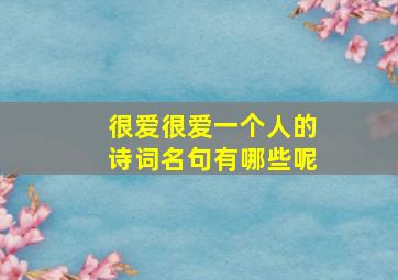 很爱很爱一个人的诗词名句有哪些呢