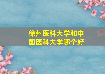 徐州医科大学和中国医科大学哪个好