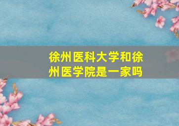 徐州医科大学和徐州医学院是一家吗