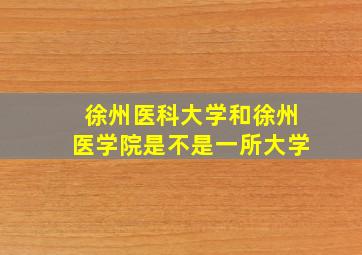 徐州医科大学和徐州医学院是不是一所大学