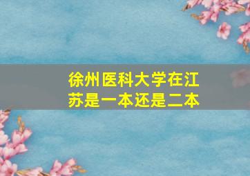 徐州医科大学在江苏是一本还是二本