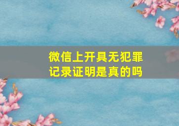 微信上开具无犯罪记录证明是真的吗