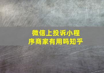 微信上投诉小程序商家有用吗知乎