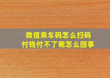 微信乘车码怎么扫码付钱付不了呢怎么回事