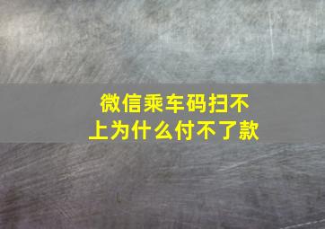 微信乘车码扫不上为什么付不了款