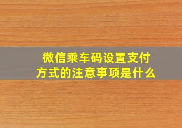 微信乘车码设置支付方式的注意事项是什么