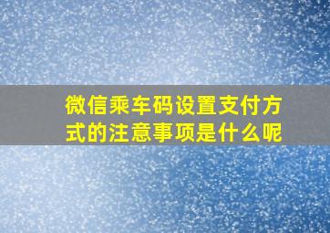 微信乘车码设置支付方式的注意事项是什么呢