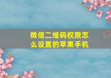 微信二维码权限怎么设置的苹果手机