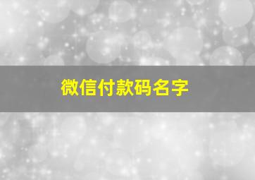 微信付款码名字