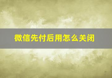 微信先付后用怎么关闭