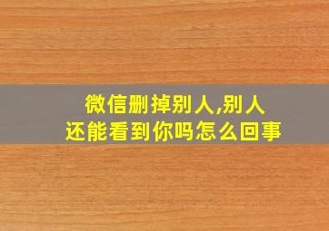 微信删掉别人,别人还能看到你吗怎么回事