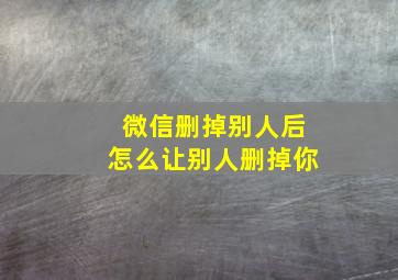 微信删掉别人后怎么让别人删掉你