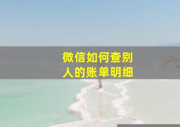 微信如何查别人的账单明细