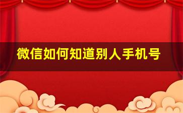 微信如何知道别人手机号