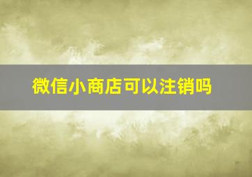 微信小商店可以注销吗