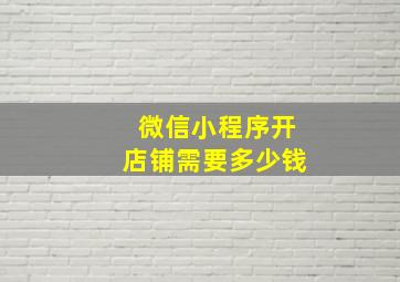 微信小程序开店铺需要多少钱