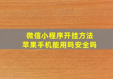 微信小程序开挂方法苹果手机能用吗安全吗