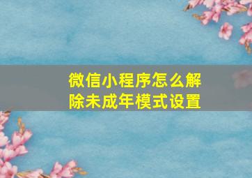 微信小程序怎么解除未成年模式设置