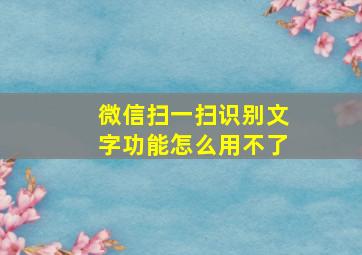 微信扫一扫识别文字功能怎么用不了