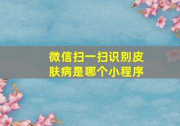 微信扫一扫识别皮肤病是哪个小程序