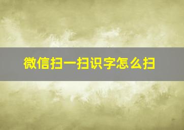 微信扫一扫识字怎么扫