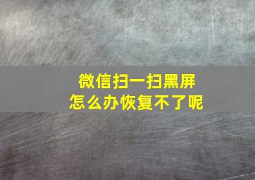 微信扫一扫黑屏怎么办恢复不了呢