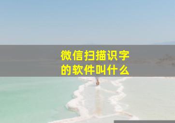 微信扫描识字的软件叫什么