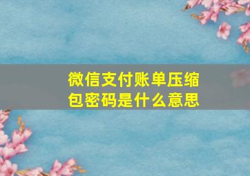 微信支付账单压缩包密码是什么意思