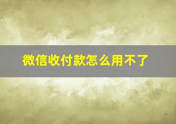 微信收付款怎么用不了