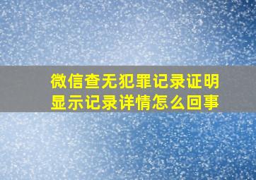 微信查无犯罪记录证明显示记录详情怎么回事