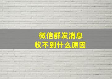 微信群发消息收不到什么原因