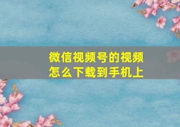 微信视频号的视频怎么下载到手机上