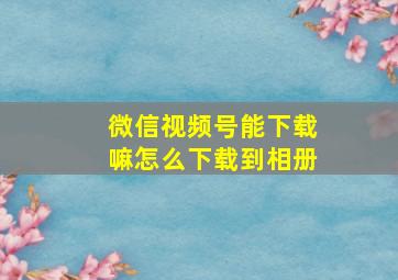 微信视频号能下载嘛怎么下载到相册