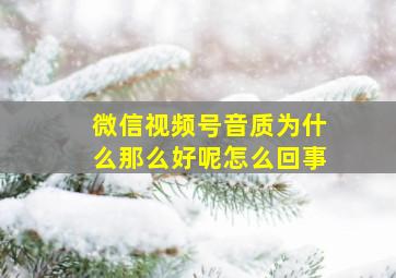 微信视频号音质为什么那么好呢怎么回事