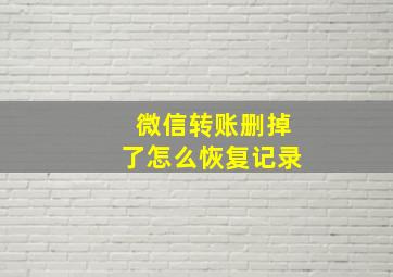 微信转账删掉了怎么恢复记录