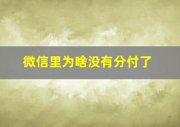 微信里为啥没有分付了