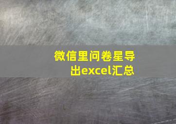 微信里问卷星导出excel汇总