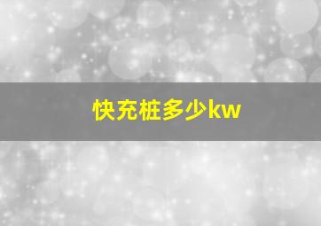 快充桩多少kw