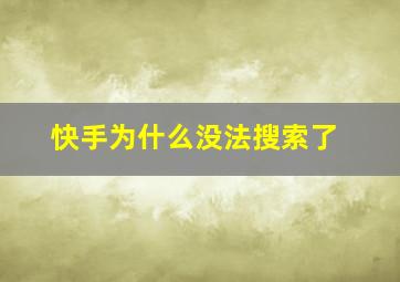 快手为什么没法搜索了