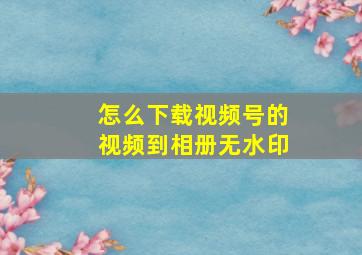 怎么下载视频号的视频到相册无水印