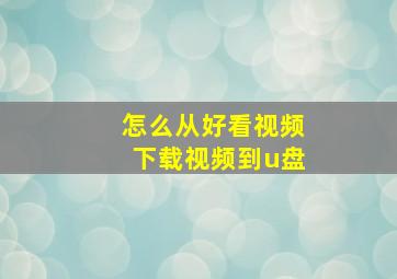 怎么从好看视频下载视频到u盘