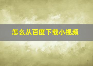 怎么从百度下载小视频