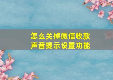 怎么关掉微信收款声音提示设置功能